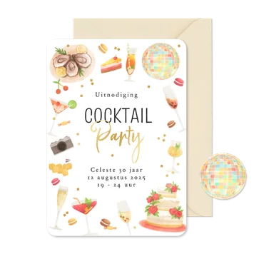 Uitnodiging cocktail party zomer feestje drankjes hapjes